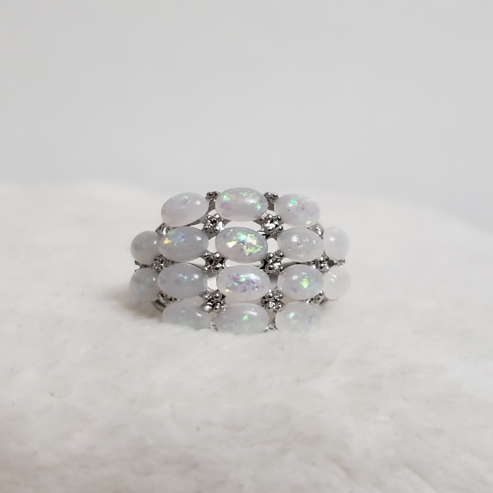 New lab created luxury Opal ring, Fire Opals, Opal jewelry